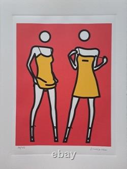Julian Opie Signed Woman taking off summer dress Collectable Lithograph