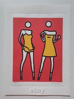 Julian Opie Signed Woman taking off summer dress Collectable Lithograph
