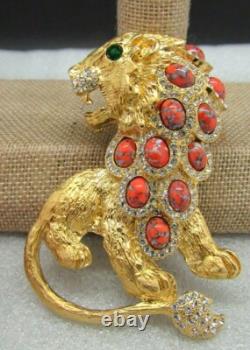 Kenneth J Lane Kjl Cabochon Prideful Lion Pin Brooch Limited Edition Piece