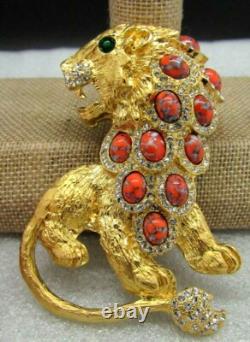 Kenneth J Lane Kjl Cabochon Prideful Lion Pin Brooch Limited Edition Piece