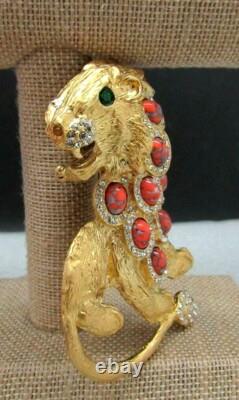 Kenneth J Lane Kjl Cabochon Prideful Lion Pin Brooch Limited Edition Piece