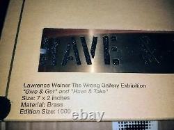 Lawrence Weiner'wrong Gallery' Ny Rare 2-piece Brass Stencils, Issued 2005