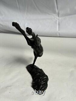 Limited Edition Solid Bronze Leaping Hare 61 Of 250 Signed Piece