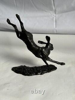 Limited Edition Solid Bronze Leaping Hare 61 Of 250 Signed Piece