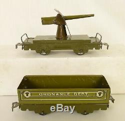 MARX SIX PIECE ARMY SUPPLY SET With#500 STEAM LOCOMOTIVE-TENDER & FREIGHTS-EX