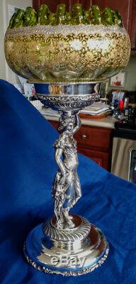 MOSER 1880's Bridal Bowl 22K withOrig French Silver Stand Museum Piece