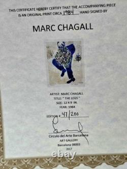 Marc Chagall The Legs Posthumous Lithograph Certified & Numbered 47/200