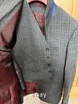 Mens Herbie Frogg Limited Edition Grey Check 3 Piece Suit Inc Trouser And Tie