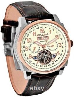 Millage Tourbillion Watch Collection 2326 Automatic Movement Brown Leather