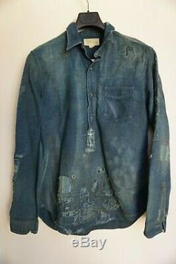 Mint $795 Rrl Medium Blue Indigo Pullover Patch Limited Edition Repaired