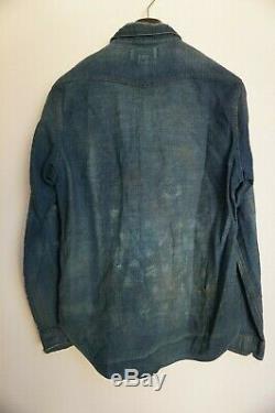 Mint $795 Rrl Medium Blue Indigo Pullover Patch Limited Edition Repaired