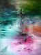 Mounted Large Glicee Limited Edition Print. Pink Blue Green Boat Book Abstract