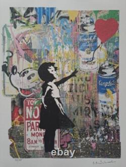 Mr. Brainwash Signed Girl with a Red Heart Balloon Collectable Lithograph