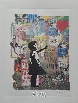 Mr. Brainwash Signed Girl with a Red Heart Balloon Collectable Lithograph