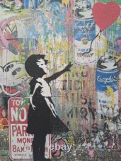 Mr. Brainwash Signed Girl with a Red Heart Balloon Collectable Lithograph