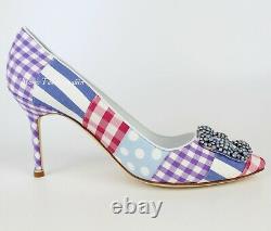 NEW MANOLO BLAHNIK Limited Edition Hangisi Patch Embellished Pumps