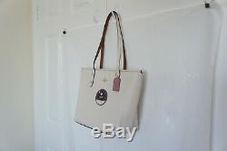 NWT Coach 38691 Disney Minnie Mouse Patch Chalk Leather City Zip Top Tote $325