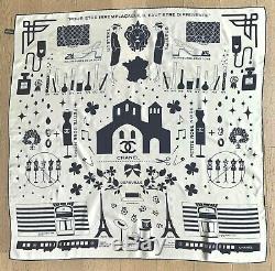NWT/Receipt Chanel 100% Silk Square 34 Navy Scarf Chanel House Collector Piece