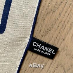 NWT/Receipt Chanel 100% Silk Square 34 Navy Scarf Chanel House Collector Piece