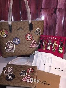 NWT Star Wars COACH 7 Piece Set Town Tote & Wristlet & 5 Key Fob Set Lt Ed $1116