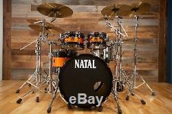 Natal Originals Maple Ltd Edition 4 Piece Drum Kit, Piano Black / Orange Sparkle