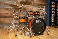 Natal Originals Maple Ltd Edition 4 Piece Drum Kit, Piano Black / Orange Sparkle