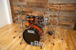 Natal Originals Maple Ltd Edition 4 Piece Drum Kit, Piano Black / Orange Sparkle