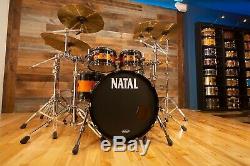 Natal Originals Maple Ltd Edition 4 Piece Drum Kit, Piano Black / Orange Sparkle