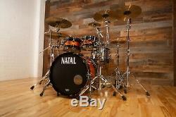 Natal Originals Maple Ltd Edition 4 Piece Drum Kit, Piano Black / Orange Sparkle