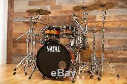 Natal Originals Maple Ltd Edition 4 Piece Drum Kit, Piano Black / Orange Sparkle