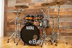 Natal Originals Maple Ltd Edition 4 Piece Drum Kit, Piano Black / Orange Sparkle