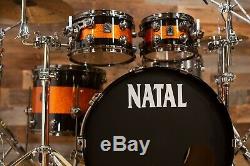 Natal Originals Maple Ltd Edition 4 Piece Drum Kit, Piano Black / Orange Sparkle