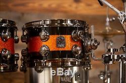 Natal Originals Maple Ltd Edition 4 Piece Drum Kit, Piano Black / Orange Sparkle