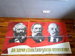ORIGINAL TRIPTYCH POSTER Karl Marx Friedrich EngelsLenin Propaganda SOVIET