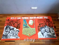 ORIGINAL TRIPTYCH/Soviet Poster/Banner/ BIG Communist Propaganda/8640in/ /c1978