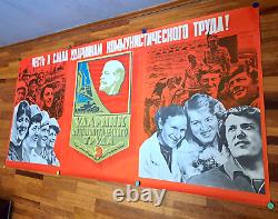 ORIGINAL TRIPTYCH/Soviet Poster/Banner/ BIG Communist Propaganda/8640in/ /c1978