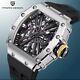 Pagani Design 2024 Men's Quartz Watches Skeleton Stainless Steel Sports Black