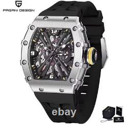 PAGANI DESIGN 2024 Men's Quartz Watches Skeleton Stainless Steel Sports Black