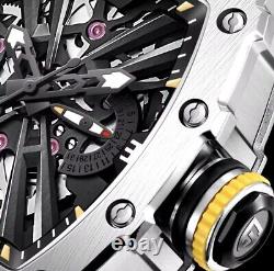 PAGANI DESIGN 2024 Men's Quartz Watches Skeleton Stainless Steel Sports Black