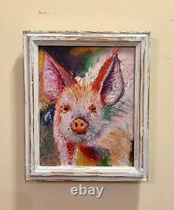 Pig, 10x12, Limited Edition Oil Painting Canvas Print, Framed, Hog