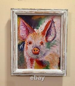 Pig, 10x12, Limited Edition Oil Painting Canvas Print, Framed, Hog