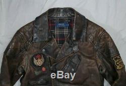 Polo Ralph Lauren Limited Edition Motorcycle Patch Biker Leather Jacket rrl L
