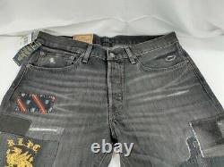 Polo Ralph Lauren Limited Edition Varick Slim Distressed Patch Jeans New 32 X 32