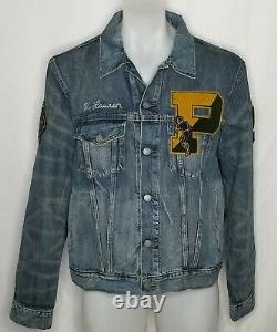 Polo Ralph Lauren Mens Varsity Tigers Football Letterman Patch Denim Jacket 2XL