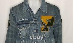 Polo Ralph Lauren Mens Varsity Tigers Football Letterman Patch Denim Jacket 2XL