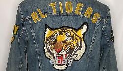 Polo Ralph Lauren Mens Varsity Tigers Football Letterman Patch Denim Jacket 2XL