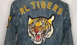 Polo Ralph Lauren Mens Varsity Tigers Football Letterman Patch Denim Jacket L