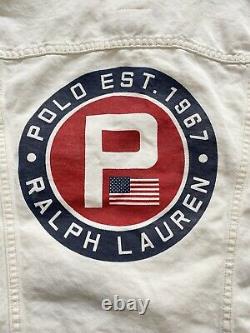 Polo Ralph Lauren Yacht Club Challenge Circle P Patch Denim Jean Jacket Mens XL
