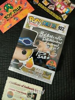 SIGNED One Piece SABO Certified Signed TOYZILLA Limited #9/100 Edition Funko POP