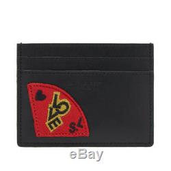 Saint Laurent paris sl love patch credit card case in black leather